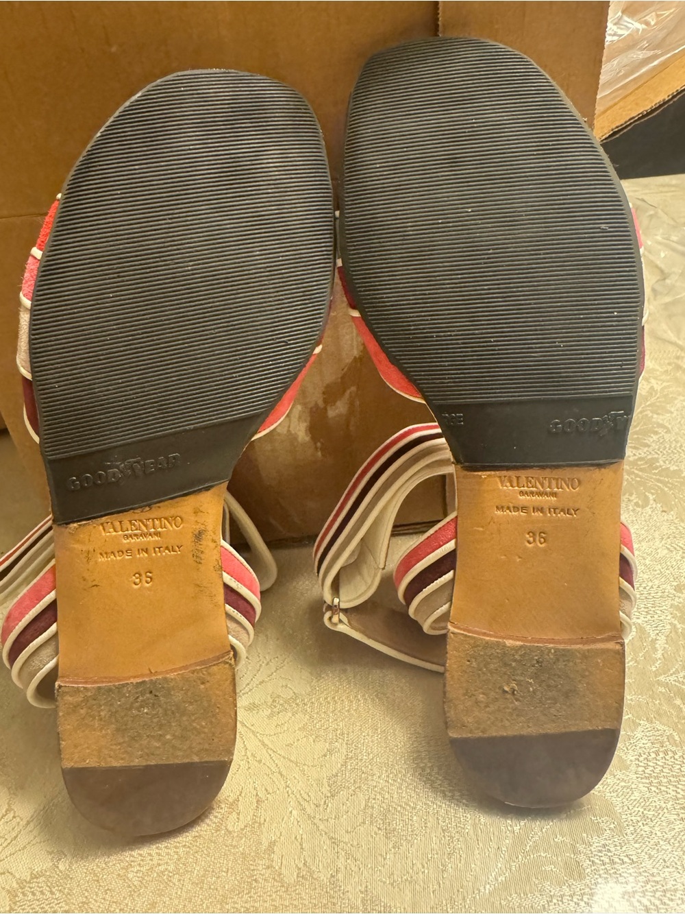 Valentino Garavani Goodyear Sole Striped Sandals 36 + COA & Dust Bag - Picture 8 of 9